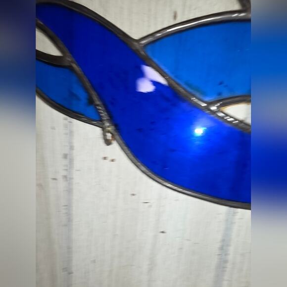 Vtg Humming Bird And Rose Stained Glass Oval Leaded Antique? 16x22" Read - Picture 11 of 13